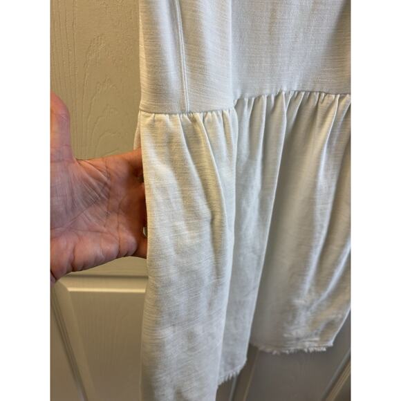 Madewell Fringed Back Zip Sleeveless Stretch Cotton Pockets White Dress Size M - Picture 2 of 5